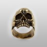 STS R02Br Brass Skull Ring up straight view.