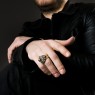 STS R31 Skull Ring Brass and Silver on male model.