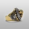 STS R31 Skull Ring Brass and Silver profile view.