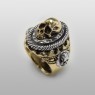 STS R31 Skull Ring Brass and Silver up left view.