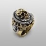 STS R31 Skull Ring Brass and Silver up right view.