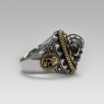 STS R31 Skull Ring Silver & Brass profile view.