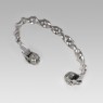 STS BR13 Silver bangle skull design bracelet up left view.