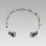 STS BR13 Silver bangle skull design bracelet up straight view.