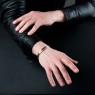 BigBlackMaria X bangle bracelet from silver on male model.
