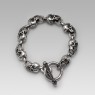STS silver skull head bracelet BR12 front view.