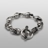 STS silver skull head bracelet BR12 front view.