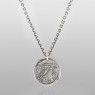 Oz Abstract Tokyo P1900 Athene and her pet owl coin silver necklace vertical view.