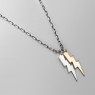 Oz Abstract Tokyo Lightning Bolts necklace brass and silver version right view.