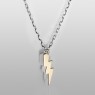 Oz Abstract Tokyo Lightning Bolts necklace brass and silver version vertical view.