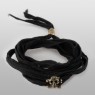 Oz Abstract Tokyo Silk ribbon bracelet with skull charm in brass front view.
