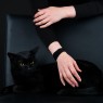 Oz Abstract Tokyo Silk ribbon bracelet plain black on female model.