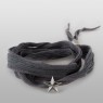Oz Abstract Tokyo Silk ribbon bracelet with Silver star front view.