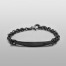 BigBlackMaria silver plain and simple plate bracelet with black diamond front view.