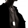Oz Abstract Tokyo The Misunderstood Dog Tag silver necklace P1901 on male model.