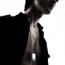 Oz Abstract Tokyo The Misunderstood Dog Tag silver necklace P1901 on male model.