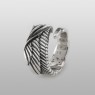 M`s Collection Feather silver ring X0171 up left view.