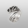 M`s Collection Feather silver ring X0172 up left view.