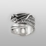 M`s Collection Feather silver ring X0172 up straight view.