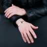 Oz Abstract Tokyo BR262 No Regrets silver cross bracelet on male model.