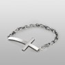 Oz Abstract Tokyo BR263BCZ No Regrets silver cross bracelet with black zirconia side view.