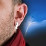 Oz Abstract Tokyo E9344 silver Lightning pierce on male model. 