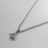 M`s Collection X0201 silver necklace with blue zirconia left view.