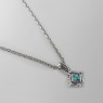 M`s Collection X0201 silver necklace with blue zirconia right view.