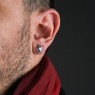 M`s Collection stone encrusted silver pierce with white zirconia on male model.