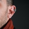 M`s Collection silver ear cuffs encrusted with black zirconia X0203 on male model. 