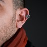 M`s Collection silver ear cuffs encrusted with white zirconia X0203 on male model. 