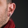 M`s Collection drop silver pierce with red zirconia.