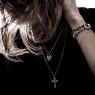 BigBlackMaria X curb silver bracelet on male model.