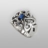 magische vissen blue sapphire cross ring OZR104SAG left view.