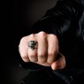 Oz Abstract Tokyo The Panther ring with yellow diamonds R601Ydia on male model.