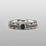 Solid Traditional Silver silver ring with Onyx STS-R26 front view.