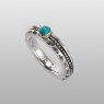 Solid Traditional Silver silver ring with Turquoise STS-R26 left view.