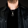 sts solid traditional silver panther necklace with garnet eye PE02EM on male model.