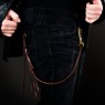 Leather cord wallet chain and key chain brown colour front.