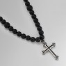 Oz Abstract Tokyo Nite Necklace with onyx and silver cross right view.