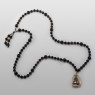 Onyx beads silver, gold and brass on of a kind necklace by Oz Abstract Tokyo front view.