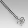 Oz Abstract Tokyo Trust silver snake necklace with ruby P1961RB back view.