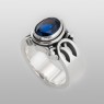 sai003 beautiful stone ring with synthetic blue sapphire saital up left view.