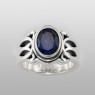 sai003 beautiful stone ring with synthetic blue sapphire saital up straight view.