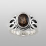 sai003 beautiful stone ring with smoky quartz saital up straight view.