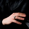 sai003 beautiful stone ring with zirconia saital on male model.