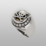 sai011 silver skull ring with zirconia by Saital up left view.