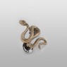 Pin9299 a Brass snake pin badge by Oz Abstract Tokyo left view.