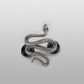 PIN9299 Silver snake pin badge by Oz Abstract Tokyo front view. 