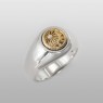 Silver and brass ring with the map of japan sai016 by SAITAL up right view.